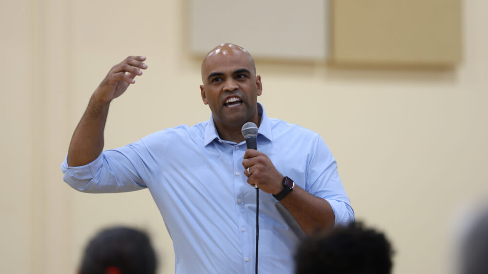 Colin Allred speaking at a Democratic Organizing rally in Houston's Fifth Ward, July 10, 2025.