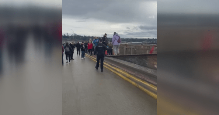 Pattullo Bridge closes early after people started to climb up the arch - BC