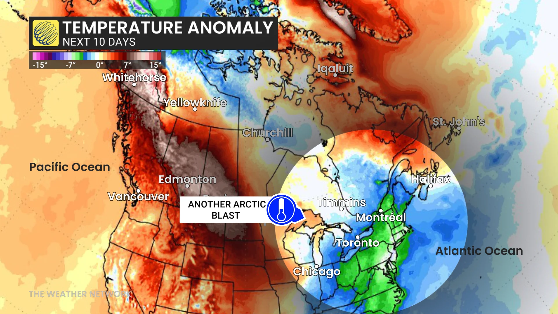 Baron - Eastern Canada temperature anomaly - Feb 3