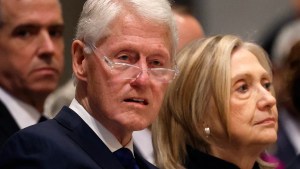 Bill Clinton and former U.S. Secretary of State Hillary Clinton attend the funeral service of former Labor Secretary Alexis Herman at the National Cathedral on May 14, 2025 in Washington, DC. (Kevin Dietsch/Getty Images)