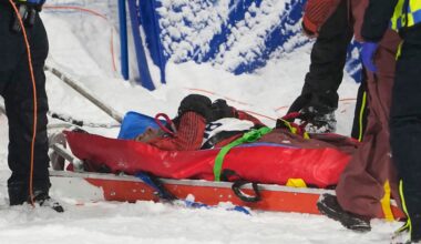 Canadian snowboarder Mark McMorris crashes during big air training