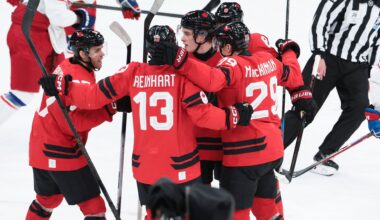 Nathan MacKinnon's late goal sends Canada to men's hockey gold medal game