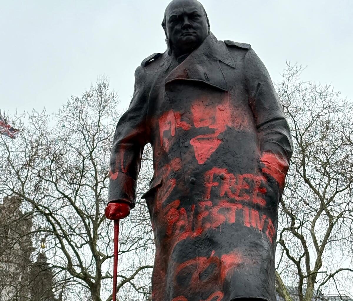 'Palestine Action supporter' arrested after statue of Winston Churchill in Parliament Square vandalised - London Evening Standard
