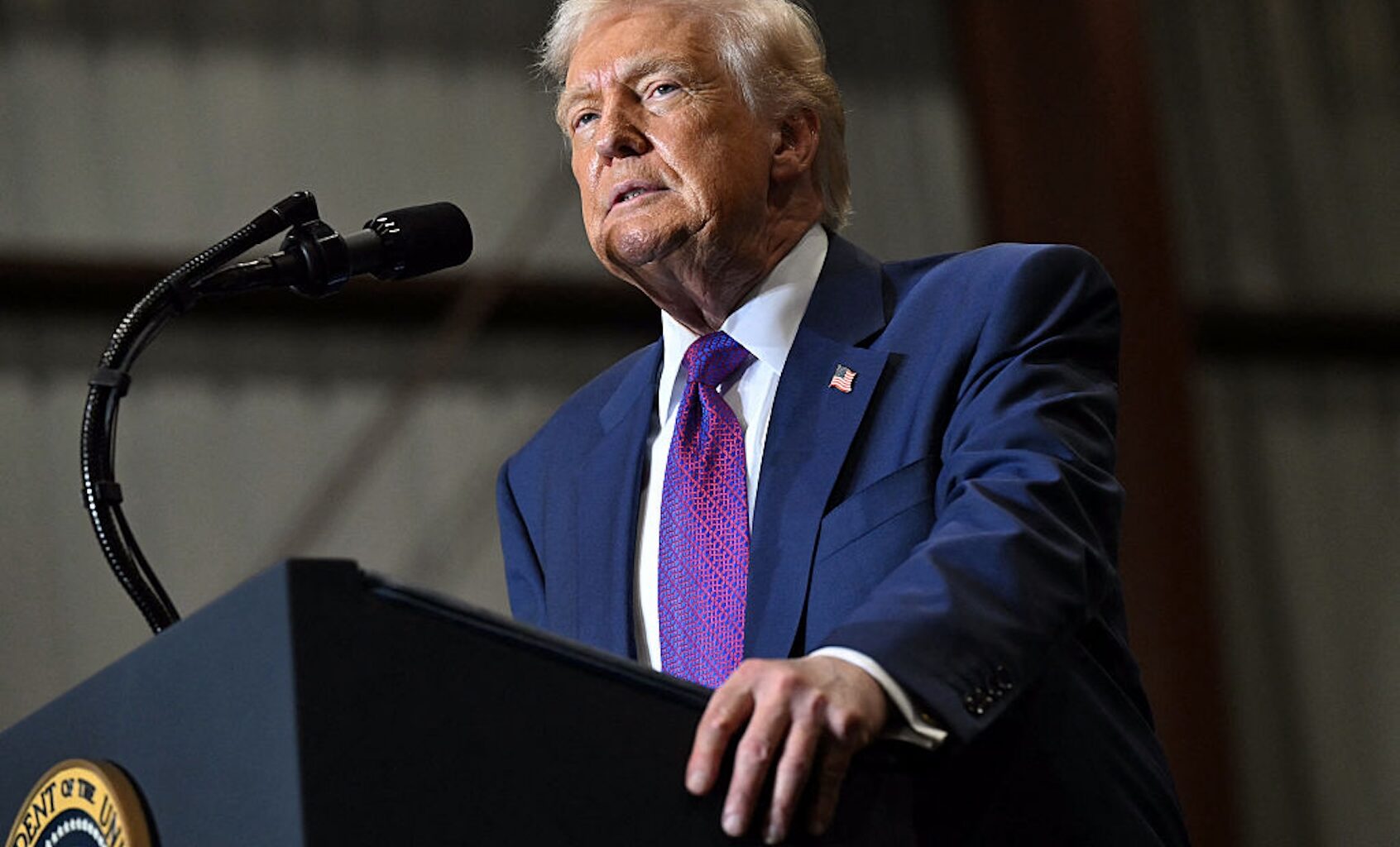 President Donald Trump gives a speech in Georgia, previewing his State of the Union message. (SAUL LOEB / AFP via Getty Images)