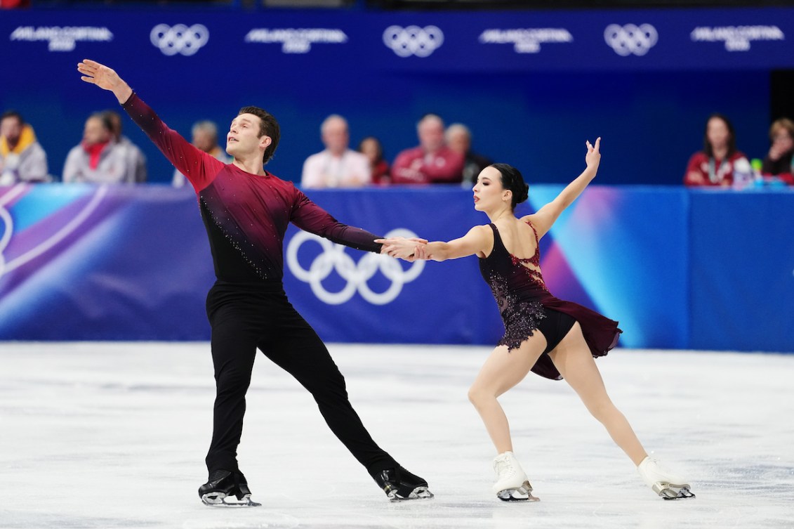 Lia Pereira and Trennt Michaud skate