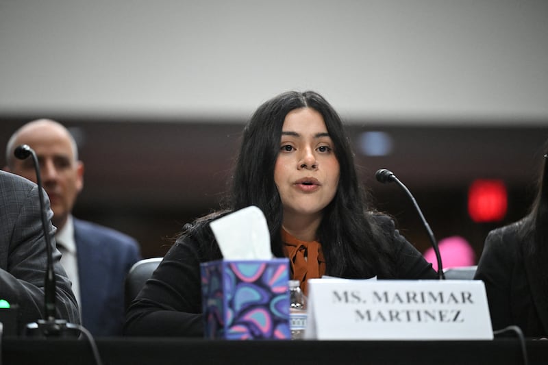 Marimar Martinez, who was shot five times last fall by a US Customs and Border Protection agent, speaks during a forum on use of force by Department of Homeland Security agents, on Capitol Hill in Washington, DC, on February 3, 2026. A US judge delivered a blow January 31, 2026 to Minnesota's bid to force Immigration and Customs Enforcement to suspend its sweeping detention and deportation operation in the state that has left two US citizens dead and fueled massive protests. (Photo by ROBERTO SCHMIDT / AFP via Getty Images)