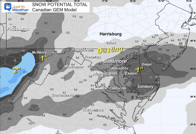 February 2 weather forecast snow total Wednesday Canadian