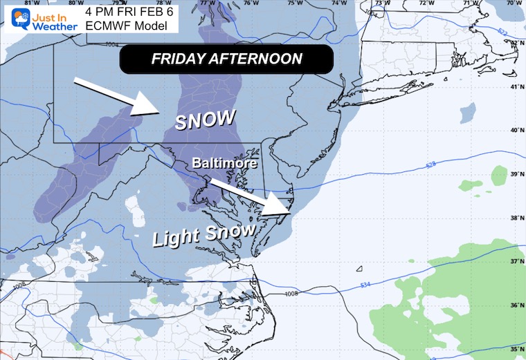 February 2 weather snow Friday afternoon