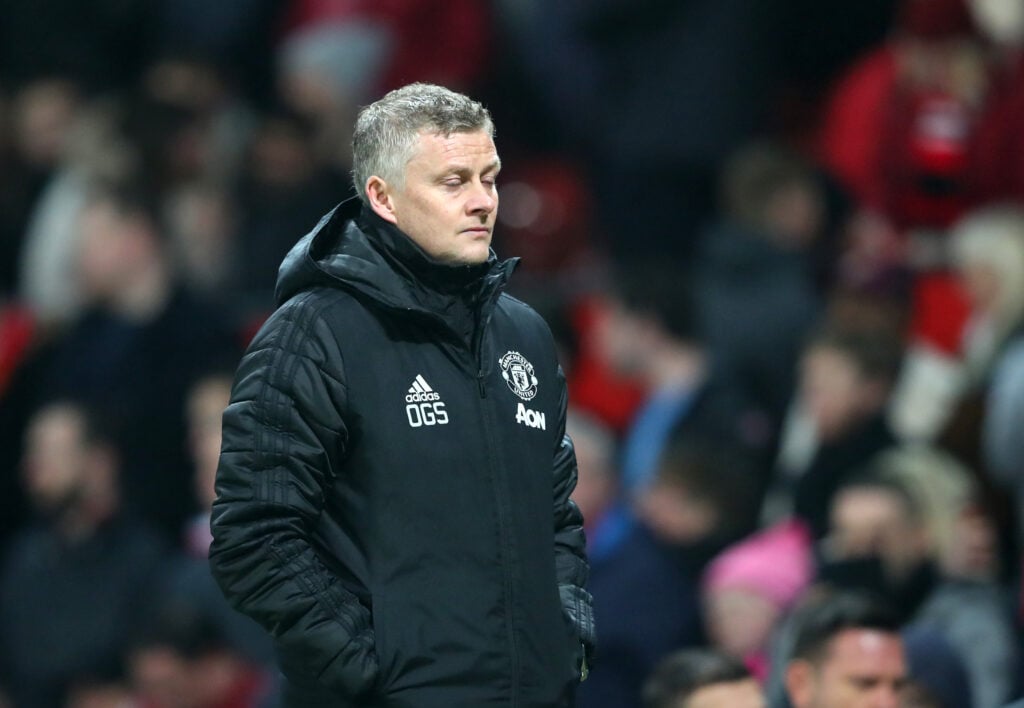 Ole Gunnar Solskjaer looks frustrated after a defeat
