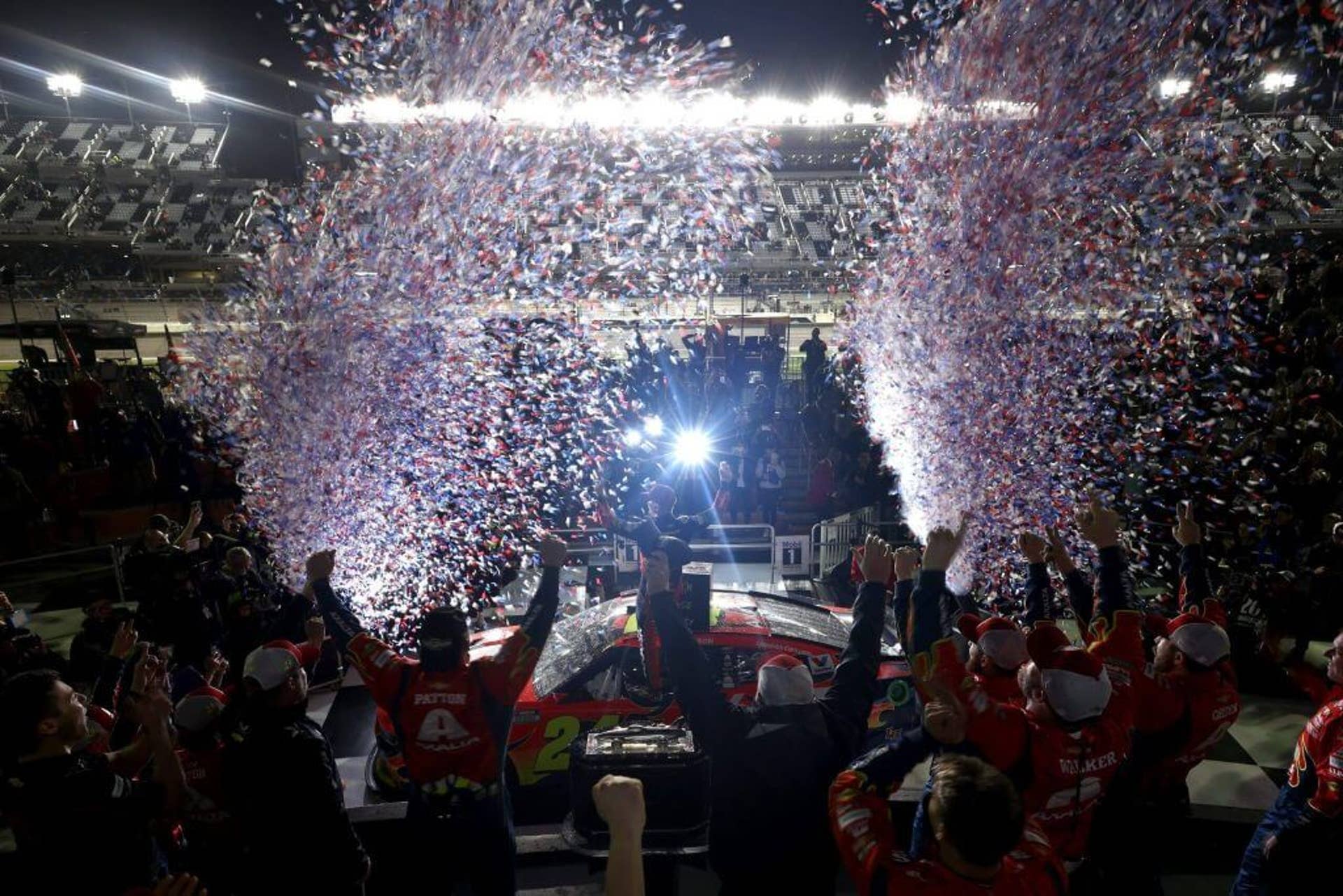 William Byron celebrates in the victory lane after winning the 2025 edition of the Daytona 500.