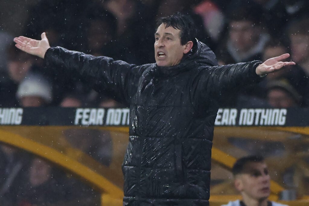 Unai Emery unhappy on the touchline as Aston Villa manager