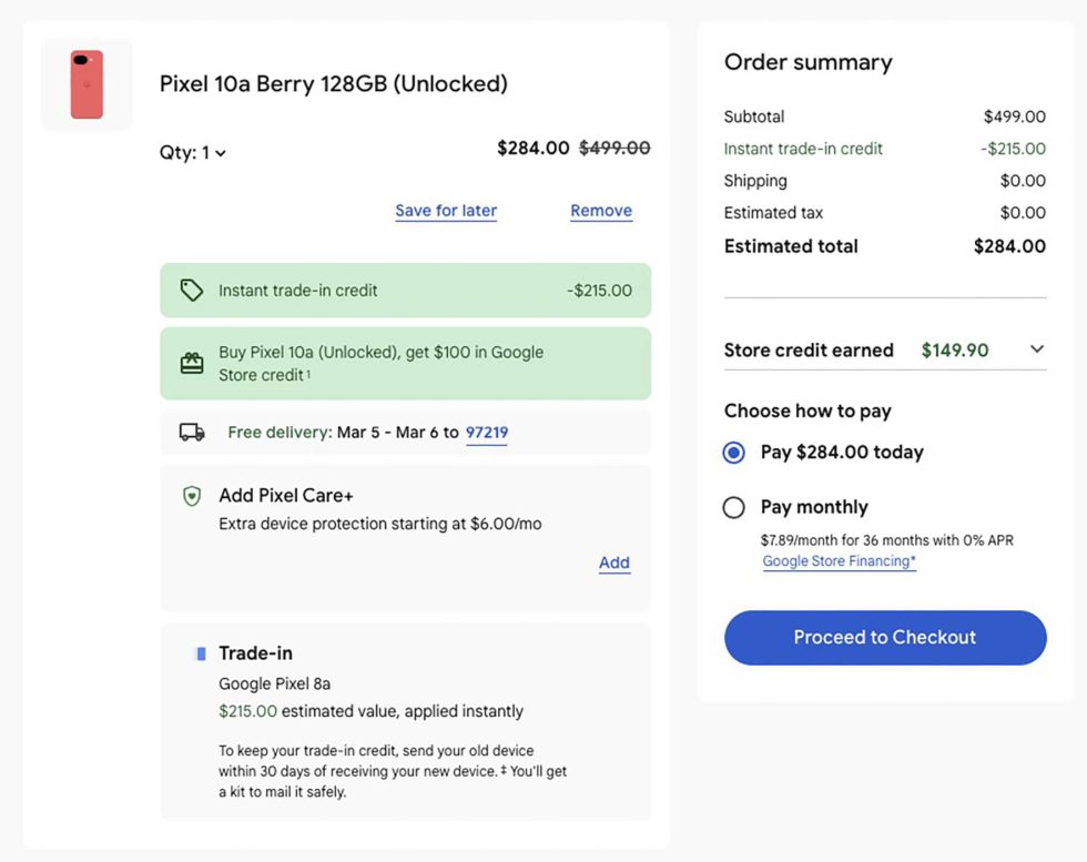 Google Store Instant Trade-in Credit