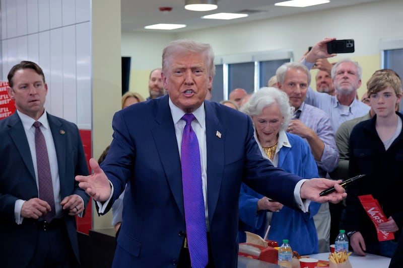 ROME, GEORGIA - FEBRUARY 19: U.S. President Donald Trump speaks at The Varsity on February 19, 2026 in Rome, Georgia. Trump delivered remarks on the economy and affordability as the state has started voting to replace the seat vacated by former Rep.Marjorie Taylor Greene. (Photo by Chip Somodevilla/Getty Images)