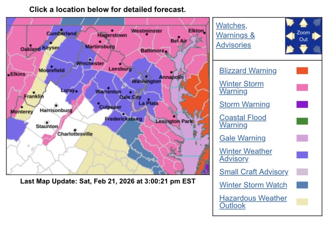 Winter Storm Warning and Advisory Issued Ahead of Sunday Night Snow