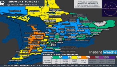 Blast of Heavy Snow on Friday Afternoon May Lead to School Bus Cancellations in Parts of Southern Ontario