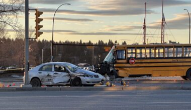 School bus, car collide on Macleod Trail; Two drivers seriously hurt
