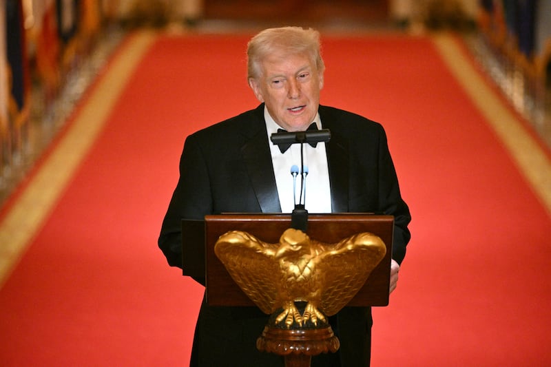 US President Donald Trump speaks during a dinner with state governors in the East Room of the White House in Washington, DC, on February 21, 2026. (Photo by Mandel NGAN / AFP via Getty Images)