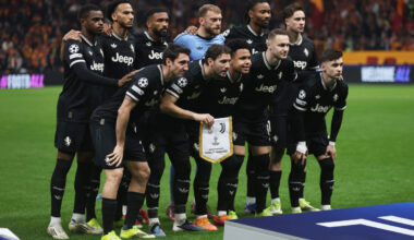 ISTANBUL, TURKEY - FEBRUARY 17: Juventus players pose for a team photograph prior to the UEFA Champions League 2025/26 League Knockout Play-off First Leg match between Galatasaray A.S. and Juventus at Ali Sami Yen Spor Kompleksi on February 17, 2026 in Istanbul, Turkey. (Photo by Burak Kara/Getty Images)
