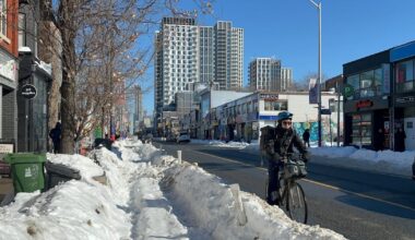 Toronto cyclists frustrated by snow-blocked bike lanes week after record storm
