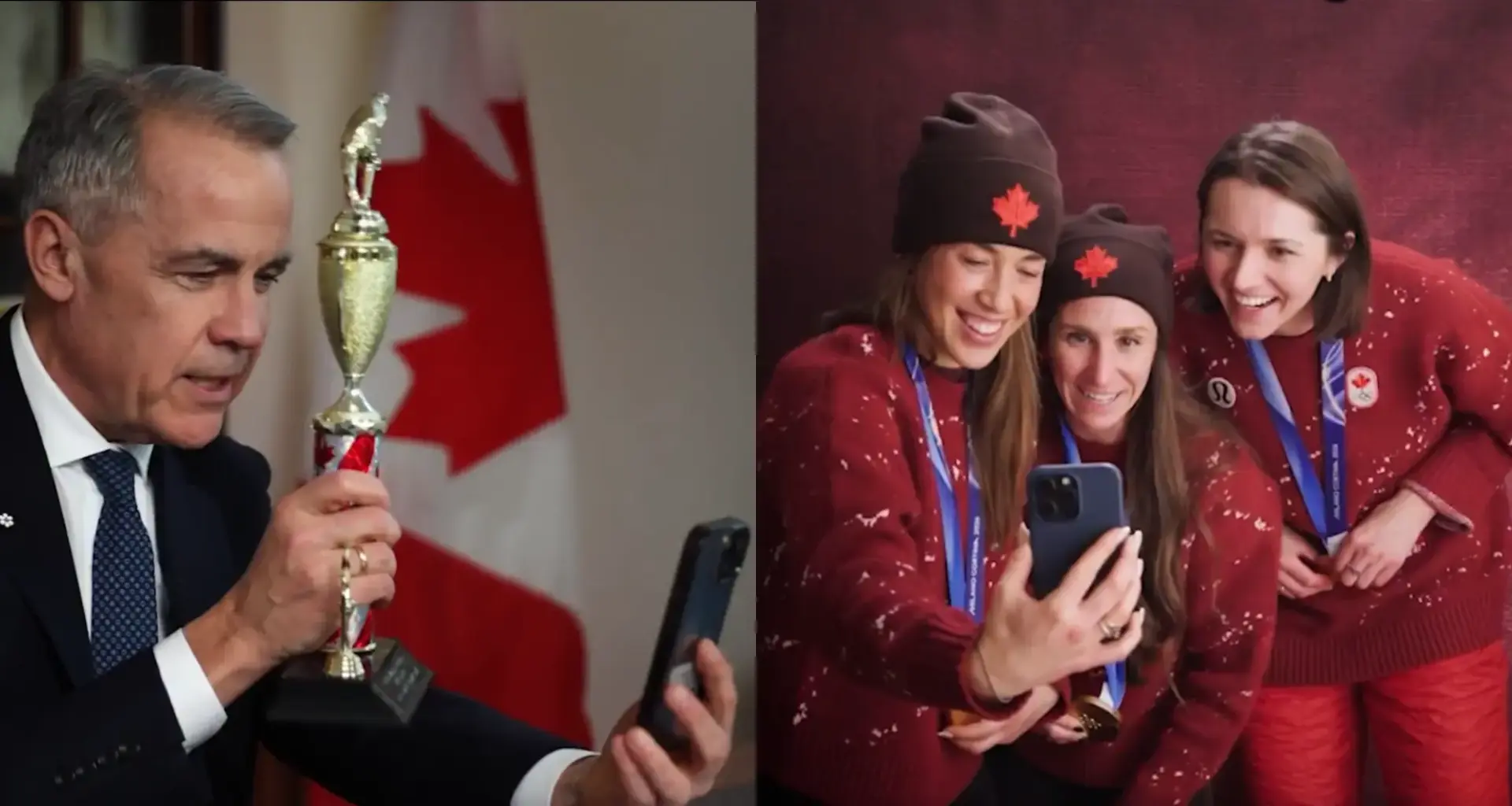 ‘Unbelievable,’ Mark Carney video calls Team Canada women’s skating team after back-to-back Olympic gold