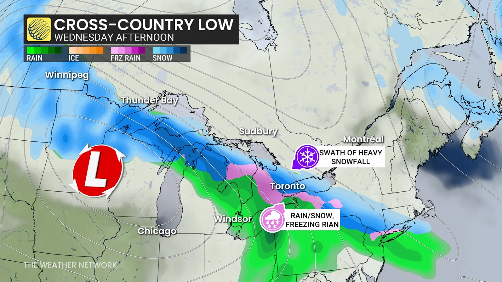 Ontario precipitation Wednesday afternoon