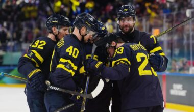 Sweden coach Sam Hallam praises Canucks’ Pettersson for two-way play