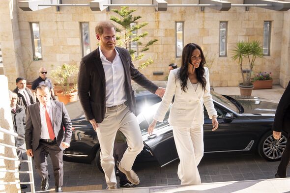 The Sussexes arrive to attend a World Health Organisation roundtable