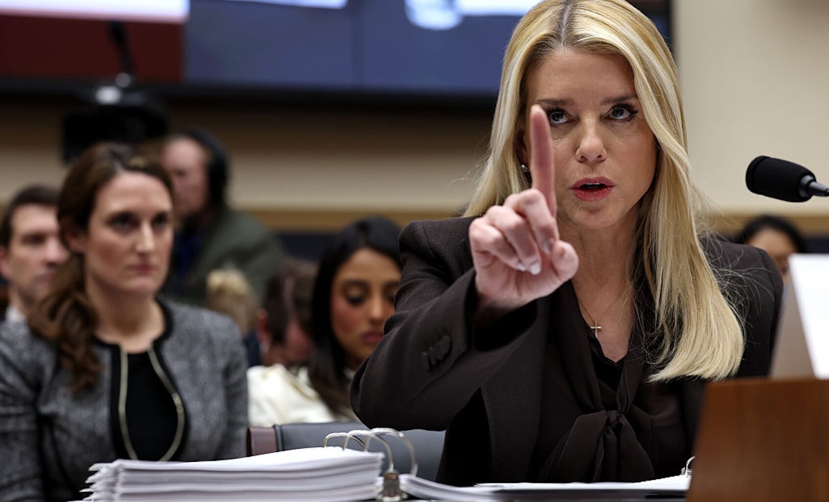 Attorney General Pam Bondi testifies before the House Judiciary Committee on Feb. 11, 2026. (Win McNamee/Getty Images)