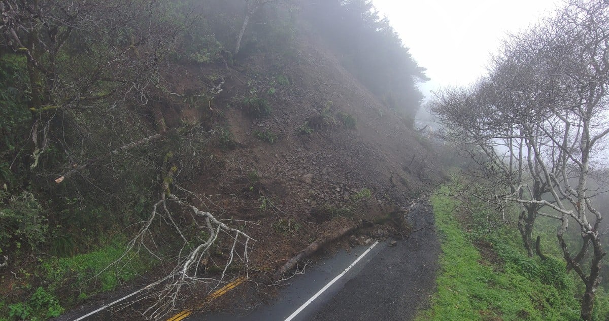 Highway 1 Buried by Landslide South of Elk; Road Fully Closed with No Reopen Time