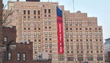 Exclusive: Russian Embassy Defies South Korea by Displaying Pro-War Banner - 조선일보