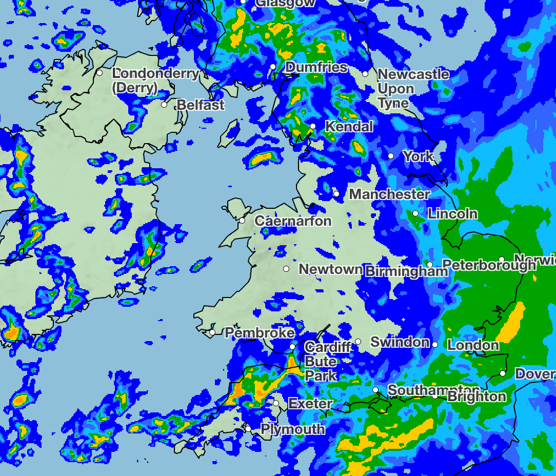 Rainfall forecast 15 February Sunday afternoon