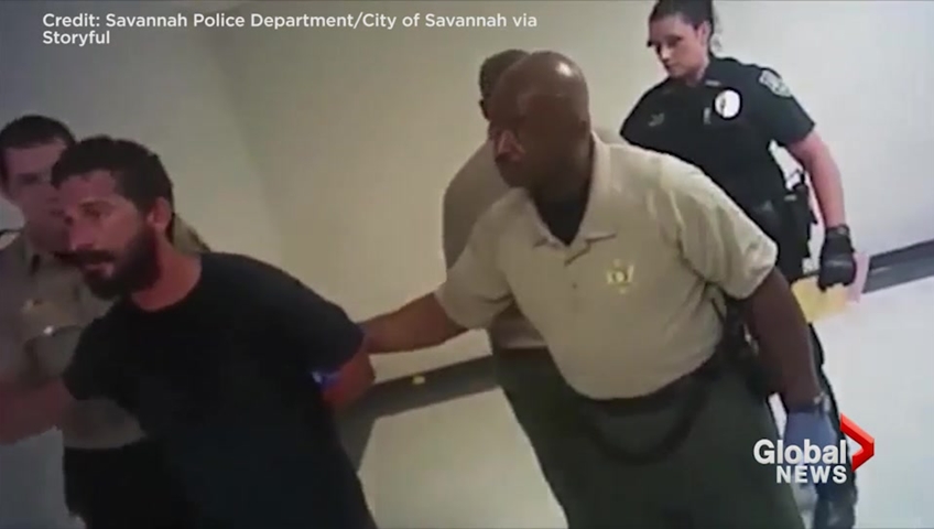 Click to play video: 'Body camera captures actor Shia Labeouf ranting, swearing at police during arrest'