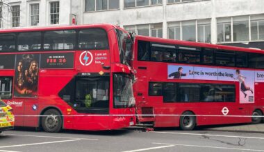 Six injured after two double-decker buses crash in London