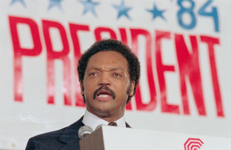 Rev. Jesse Jackson announces his candidacy for the Democratic Presidential nomination 11/3. Jackson is the eighth candidate for the Democratic nomination. He said, "I want the Presidency because I want to affirm my belief that leadership is colorless and genderless."