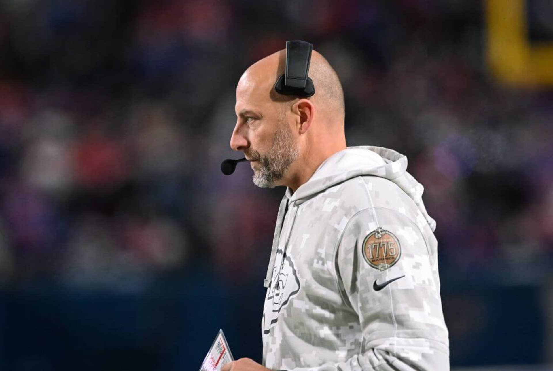 Kansas City Chiefs offensive coordinator Matt Nagy on the sidelines in the third quarter against the Buffalo Bills at Highmark Stadium.