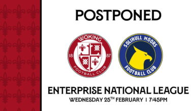 Match Postponed | Solihull Moors (H) – Woking FC