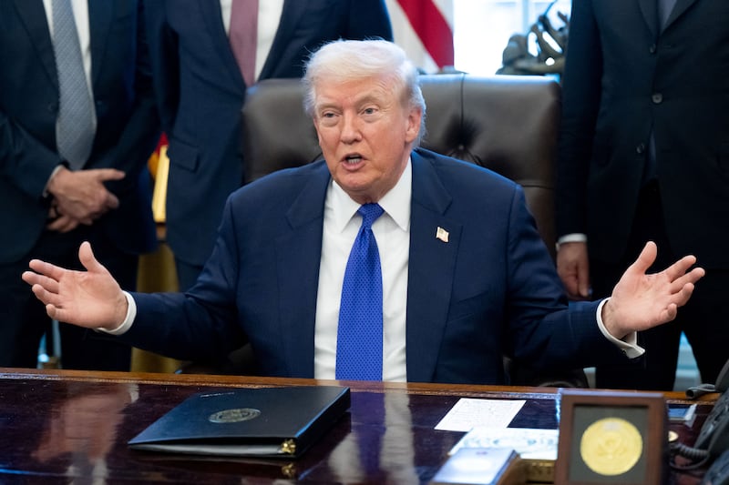 President Donald Trump speaks in the Oval Office of the White House in Washington, DC, on February 2, 2026.
