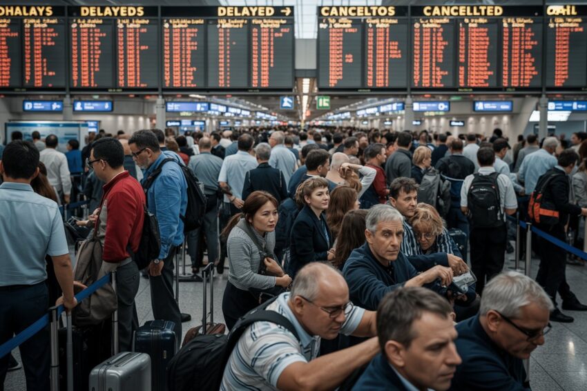 A-realistic-photograph-of-a-crowded-inte_giq7oir4sio3vzgy5z91ew_wns9oqsbtdiqel164zb43g_cover_sd - travel and tour world Cancún and mexico city face major flight disruption with 62 delays and 29 cancellations; travellers urged to check official airport status and plan for delays.