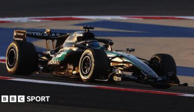 George Russell drives the Mercedes in Bahrain