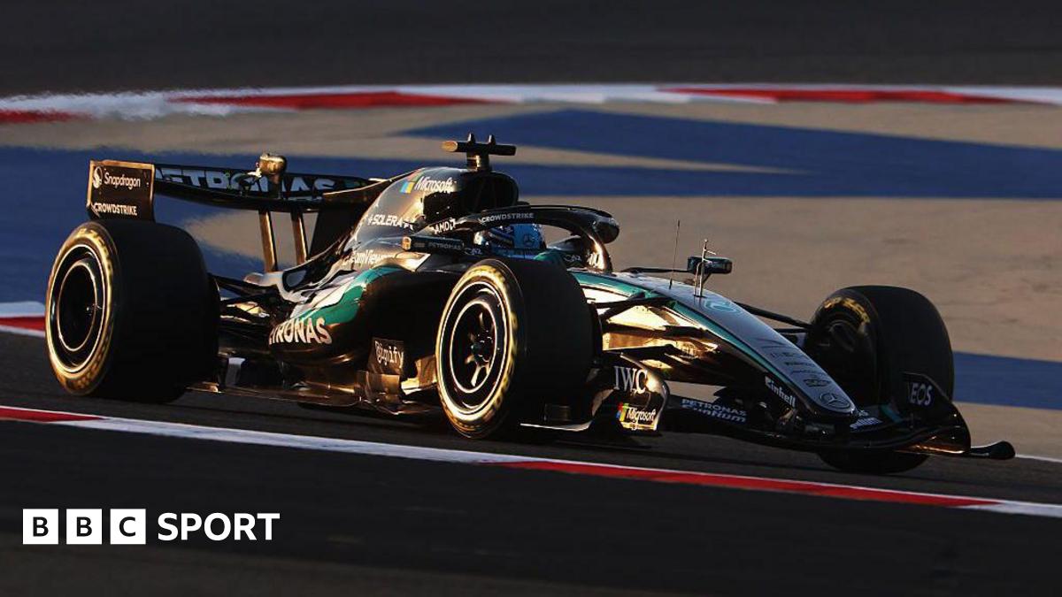 George Russell drives the Mercedes in Bahrain