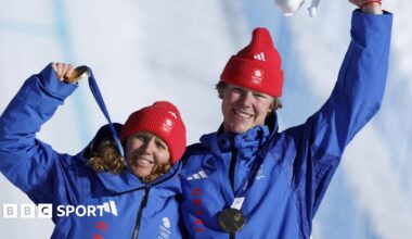 Charlotte Bankes and Huw Nightingale on the podium