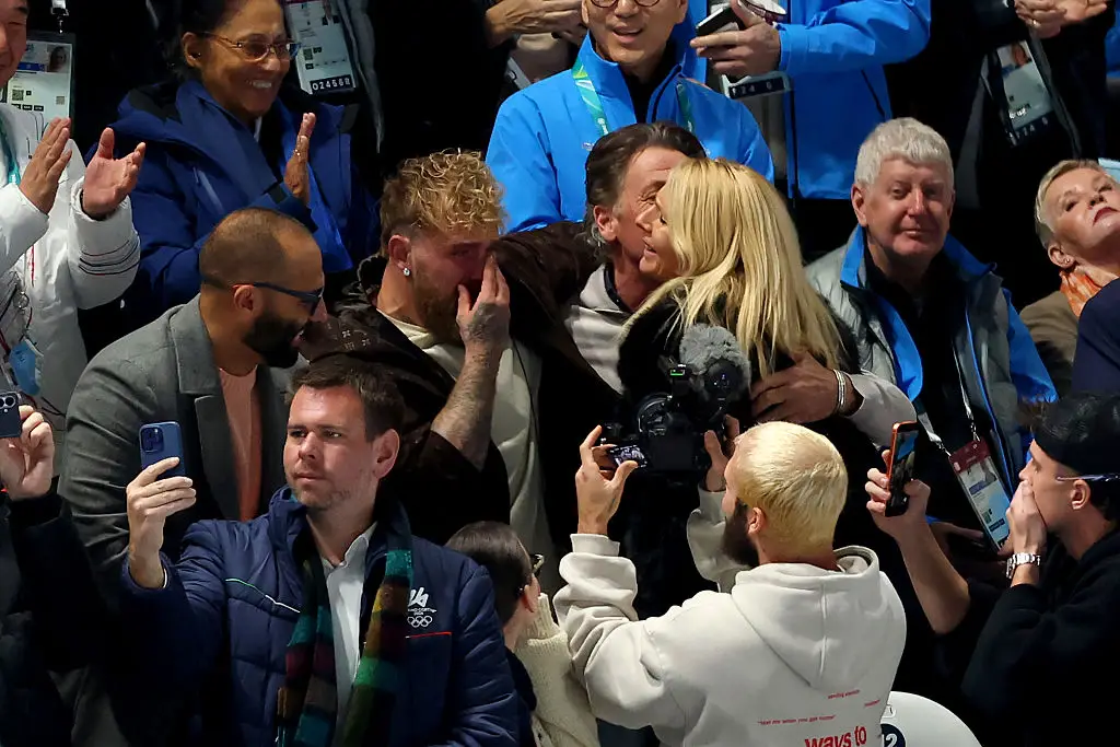 Jake Paul became emotional while witnessing his fiancée's win in the stands (Maja Hitij/Getty Images)