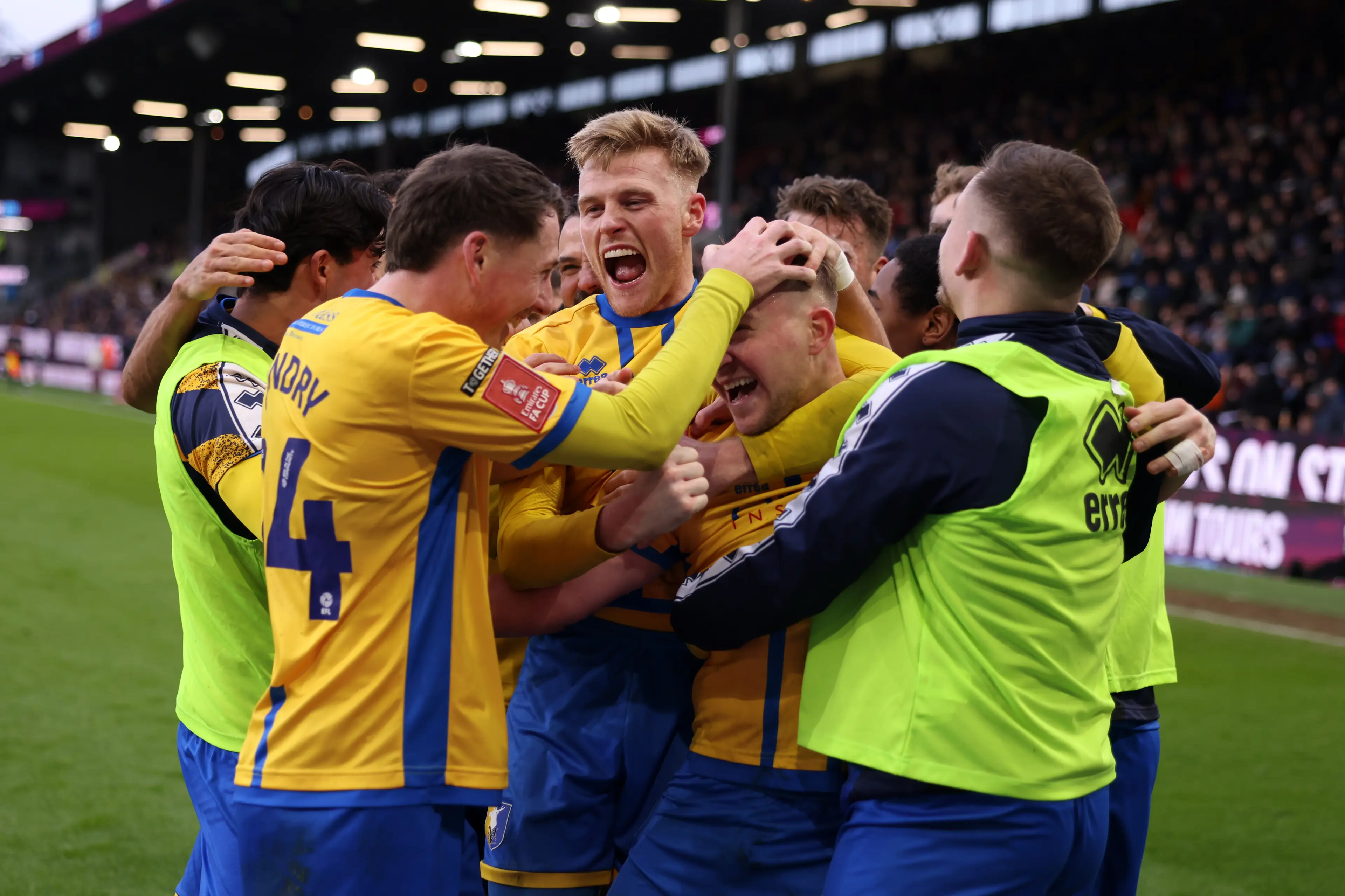 Mansfield Town beat Premier League Burnley away from home. Image: Getty