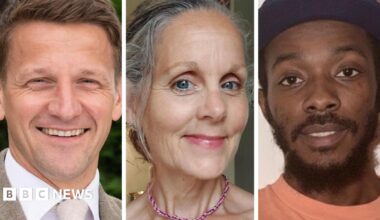 A profile-style graphic titled “Bill Revans", aged 57, listing role as council leader, location as Somerset, and key issue of council finances. A small portrait is shown on the right side of the card.