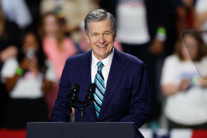 Then-North Carolina Gov. Roy Cooper at a campaign event in Charlotte on September 12, 2024.