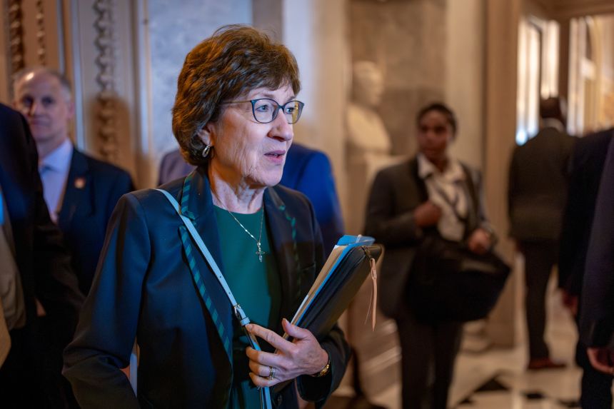 Republican Sen. Susan Collins of Maine departs the chamber at the Capitol in Washington, on July 24, 2025. (AP Photo/J. Scott Applewhite, File)