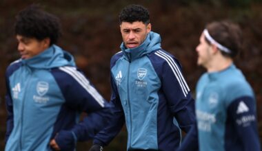 Alex Oxlade-Chamberlain looks on prior to during a training session at Sobha Realty Training Centre on January 27, 2026 in London Colney, England. ...