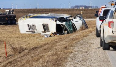 1 dead, multiple serious injuries reported after Iowa community college bus rolls over in Calhoun County