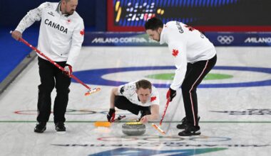 A curling fight at the 2026 Olympics.