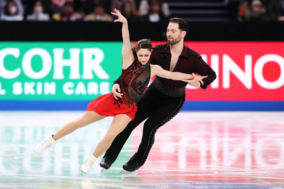 NAGOYA, JAPAN - DECEMBER 05: Deanna Stellato-Dudek and Maxime Deschamps of Canada perform in the Pairs - Free Skating on day 2 of the ISU Grand Prix of Figure Skating Final 2025 at IG Arena on December 5, 2025 in Nagoya, Aichi Prefecture, Japan. (Photo by Tang Xinyu/VCG via Getty Images)